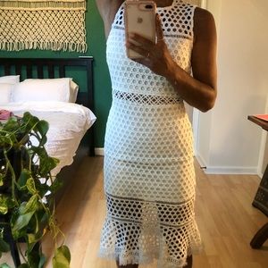 LULUS Crochet Lace White Wedding Shower Dress
